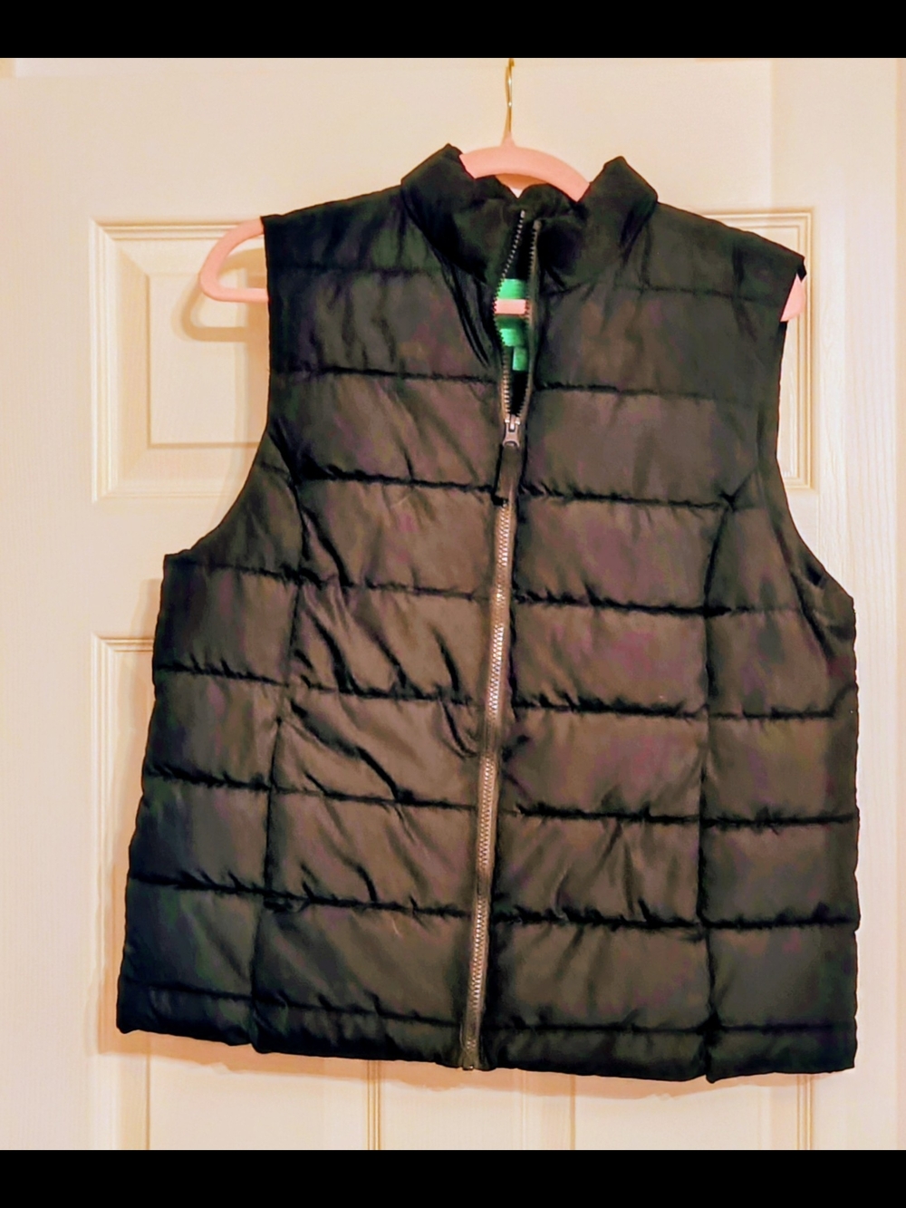 Black Quilted Puffer Vest. New.